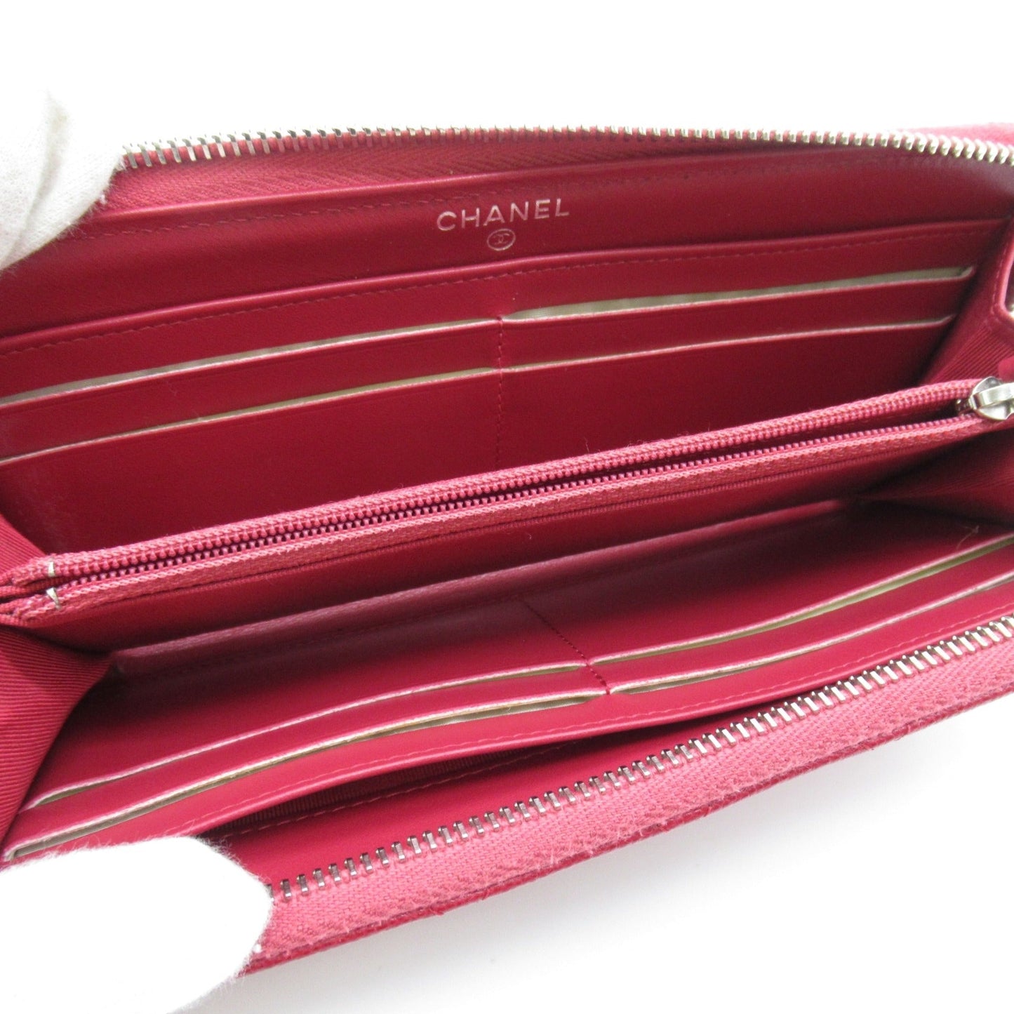 CHANEL L-shaped zipper long wallet Red Calfskin [cowhide] A68778