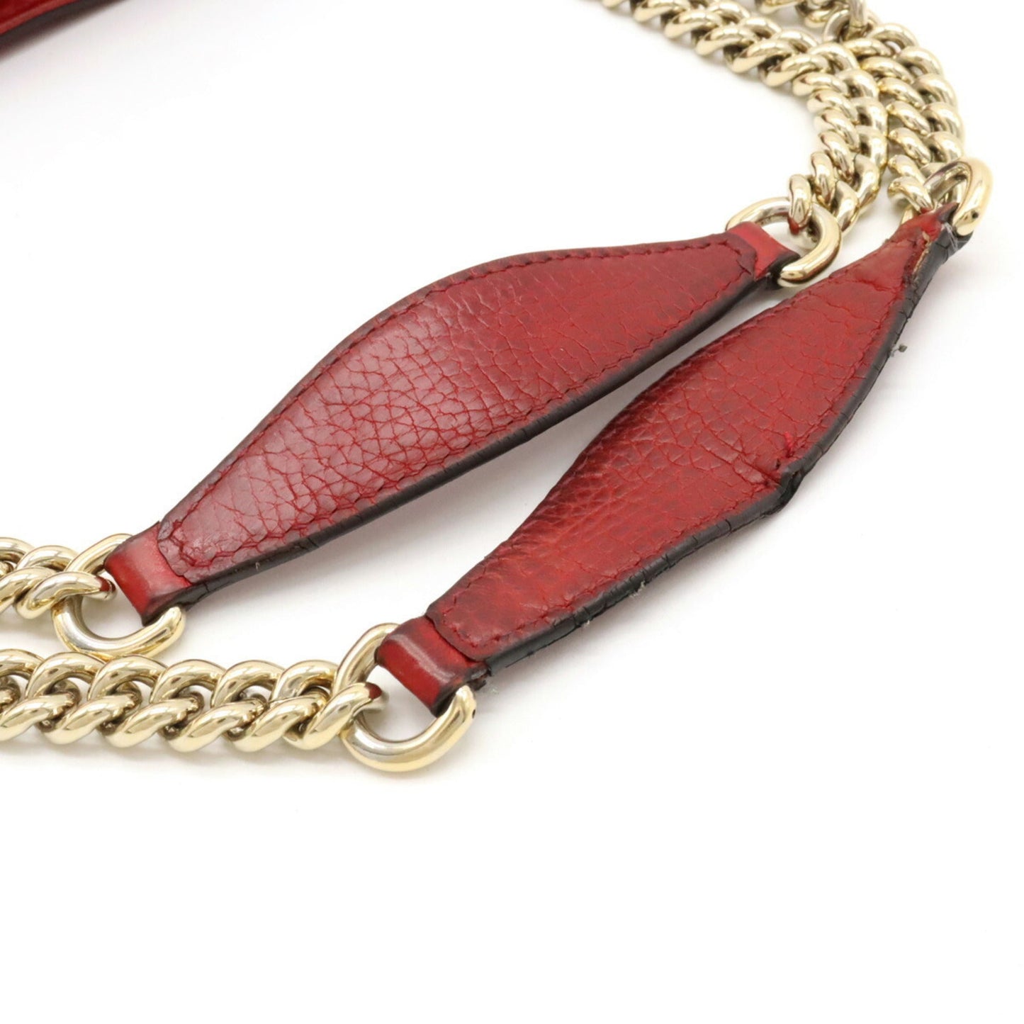 GUCCI Soho Interlocking G Tote Bag Chain Shoulder Leather Red 536196