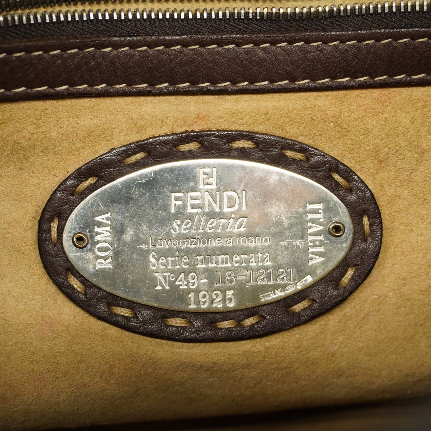 FENDI  Selleria Mamma Bucket Women's Leather Handbag Brown