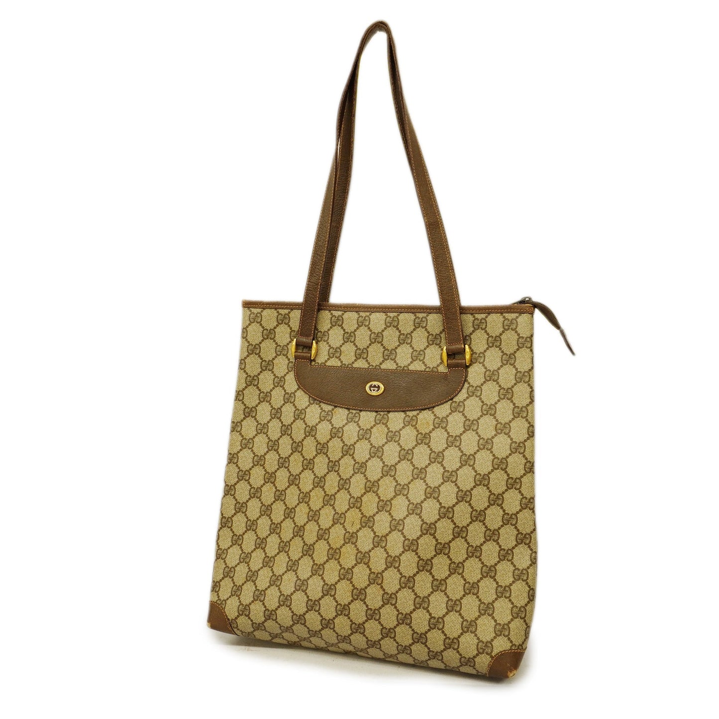 GUCCIAuth  Tote Bag GG Supreme 156 02 905 Women's PVC,Leather Beige,Brown