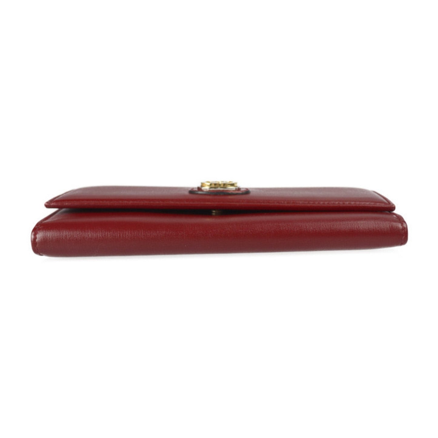 Gucci Interlocking G Marina Bifold Wallet 598531 Leather Red Bordeaux Gold Hardware Long