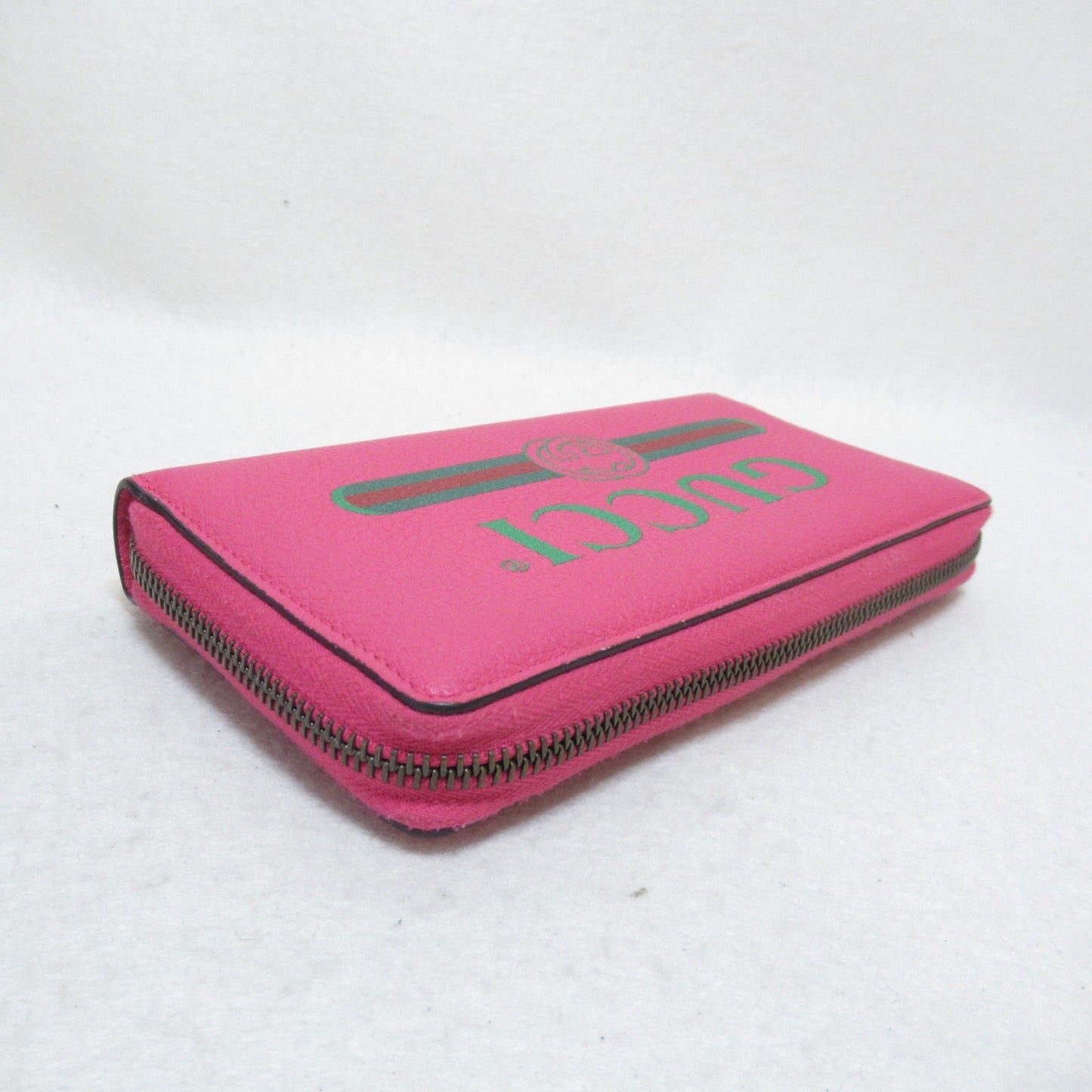 GUCCI Round long wallet Pink leather 496317