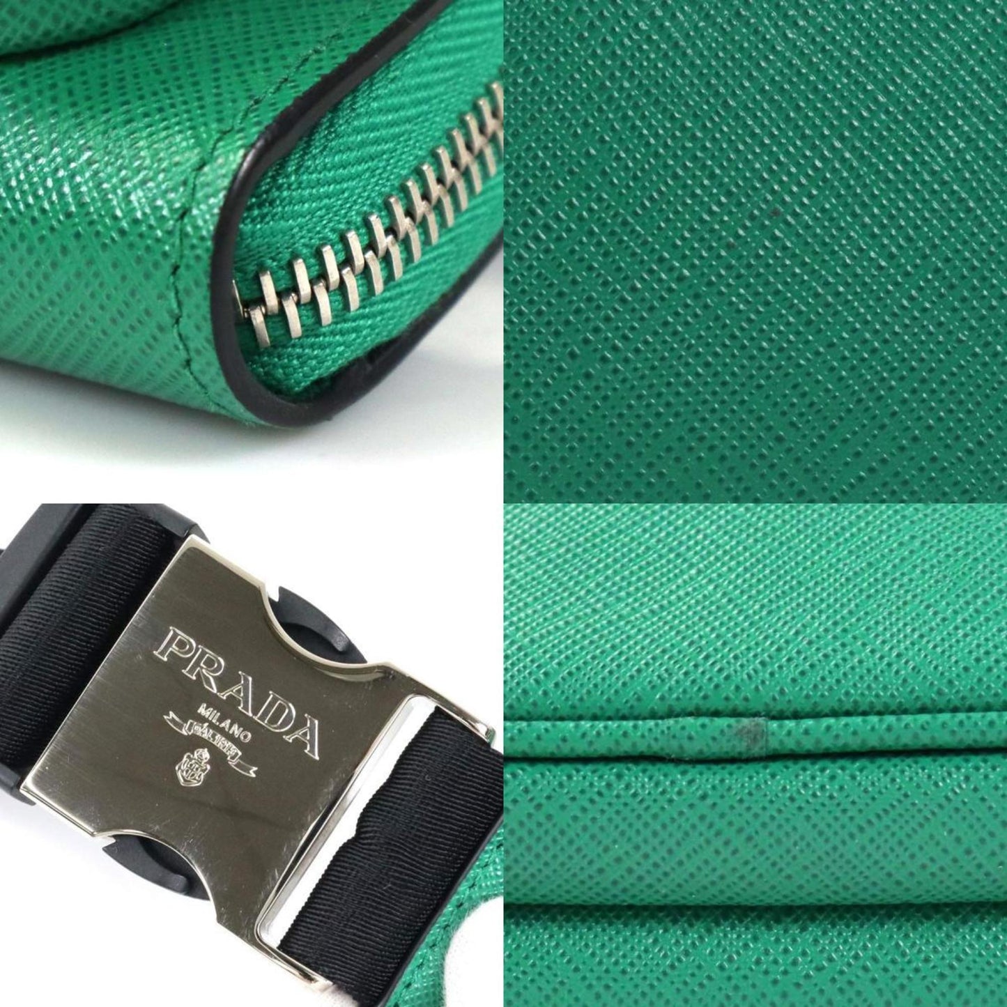 PRADA waist bag body leather green unisex 2VH156