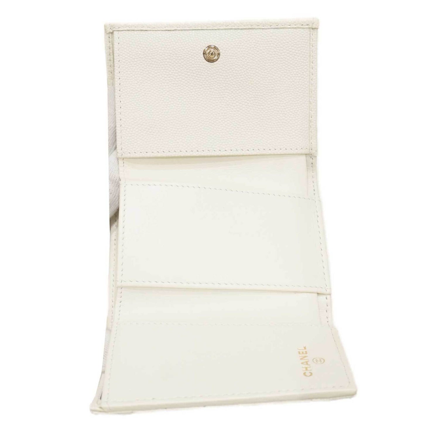 CHANEL Matelasse Classic Small Flap AP0230 Fold Wallet White Caviar Skin Men Women