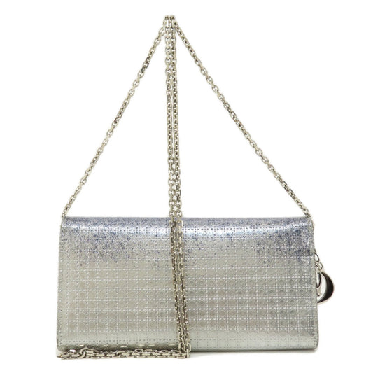 CHRISTIAN DIOR Chain Lady Cannage Long Wallet Calf Women's