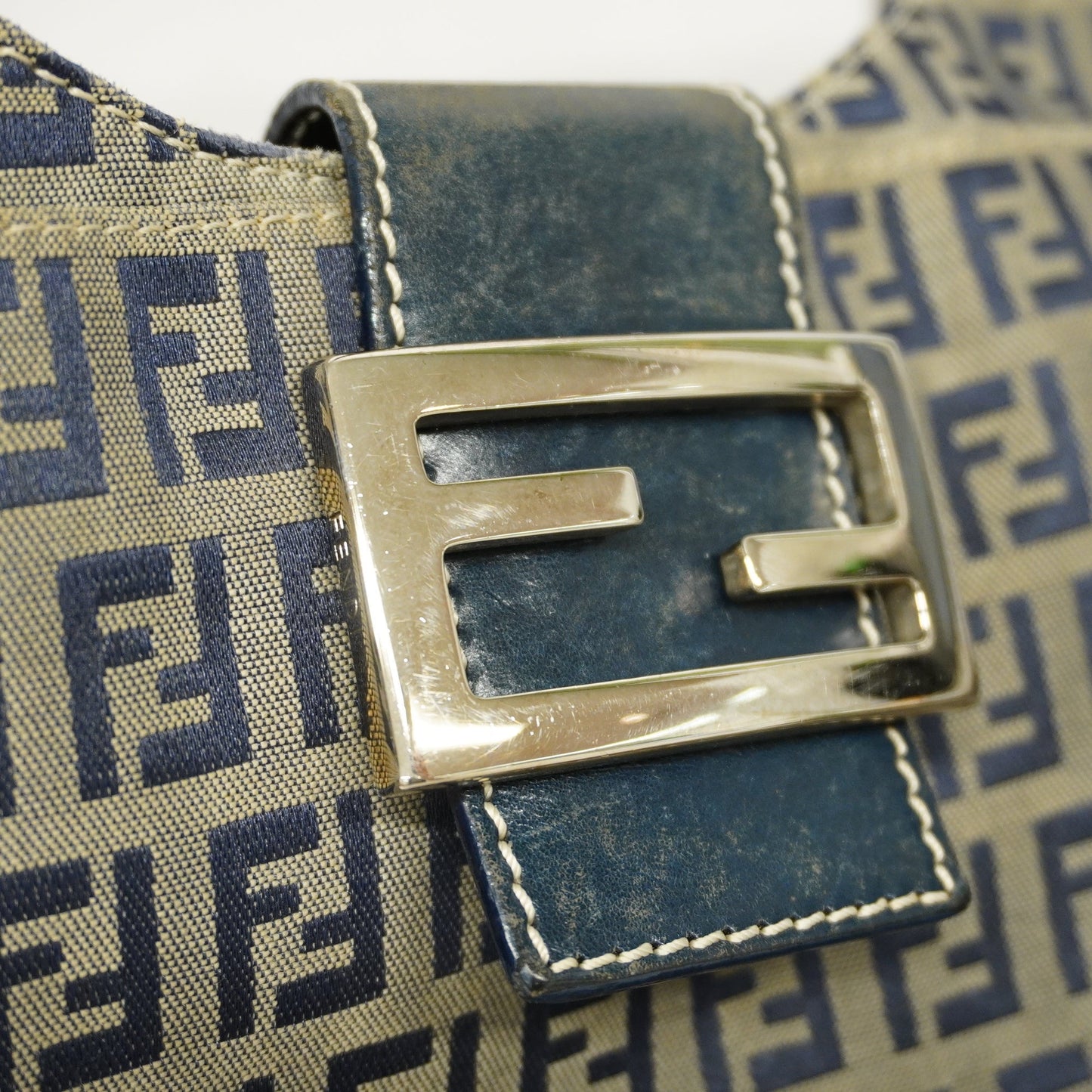 FENDI   Zucchino Handbag Women's Canvas,Leather Handbag Navy