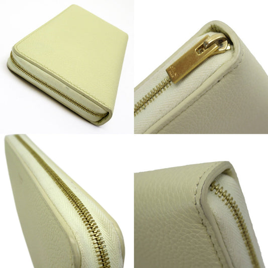 Celine Round Zipper Wallet Gold Leather Ladies