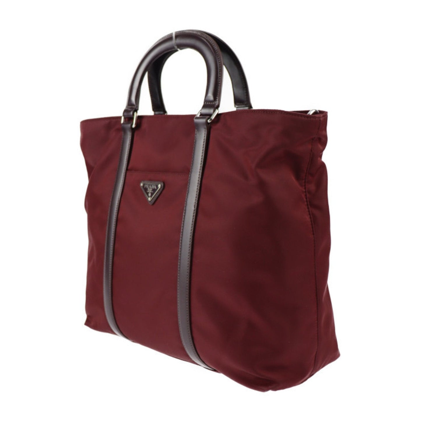 PRADA Tote Bag 1BG057 Nylon Leather GRANATO Garnet Bordeaux 2WAY Shoulder Triangle Logo