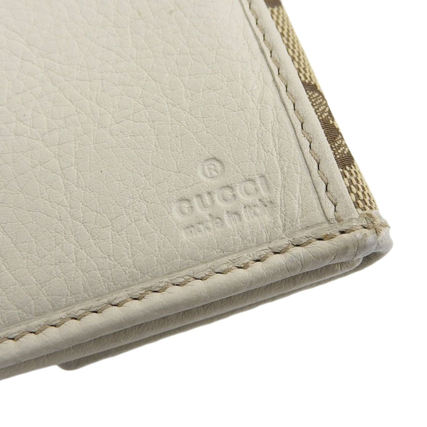 Gucci GG canvas long wallet with double hook leather brown white 212089