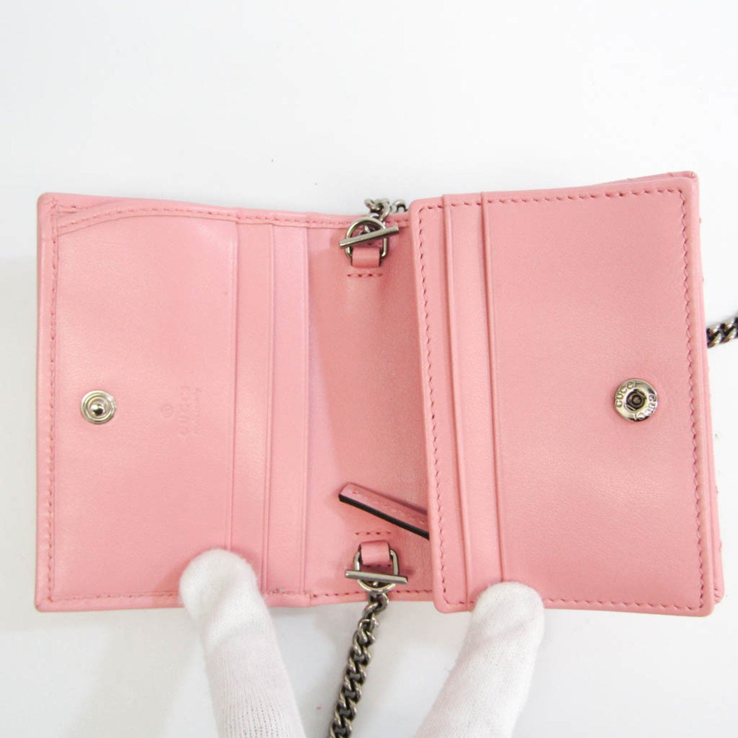 GUCCI GG Marmont 625693 Women's Leather Chain/Shoulder Wallet Pink