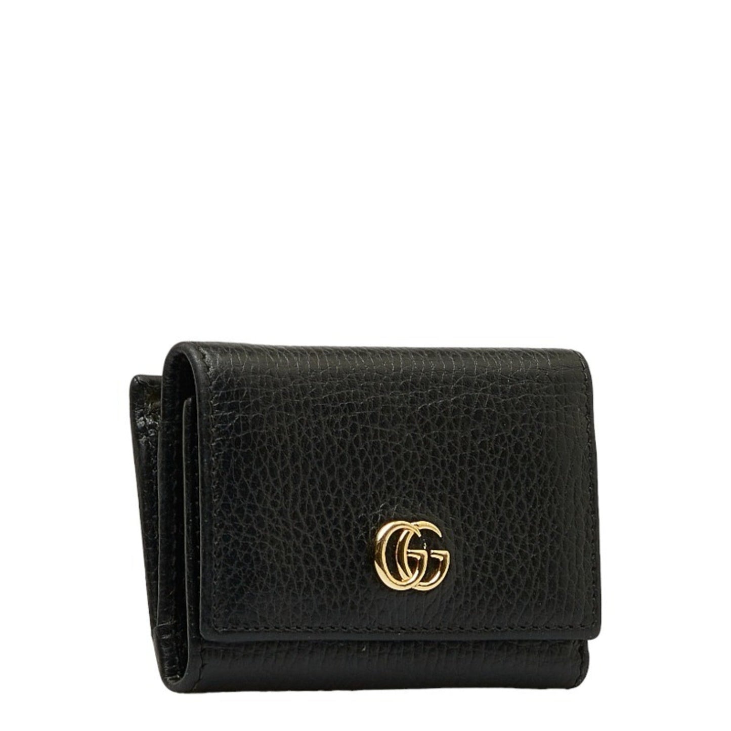 GUCCI GG Marmont Double G Trifold Wallet L-shaped 644407 Black Leather Women's