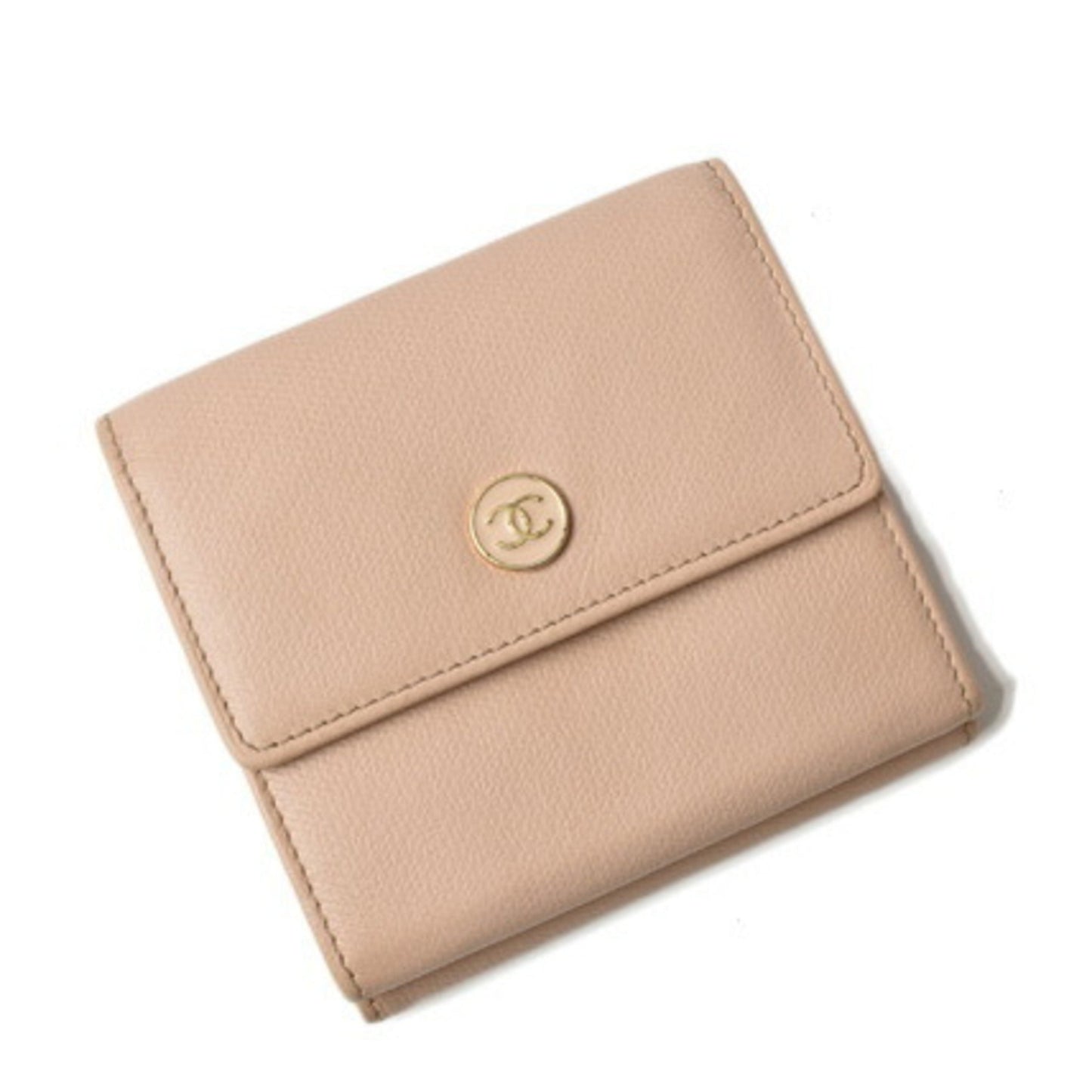 Chanel Folded Wallet Double Hook A20902 Coco Mark Beige