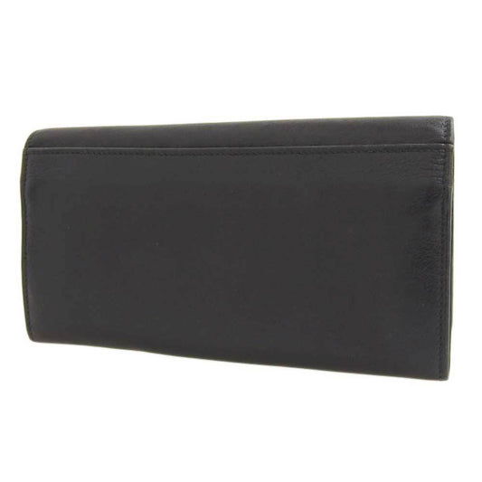 Celine bi-fold long wallet leather black with hook