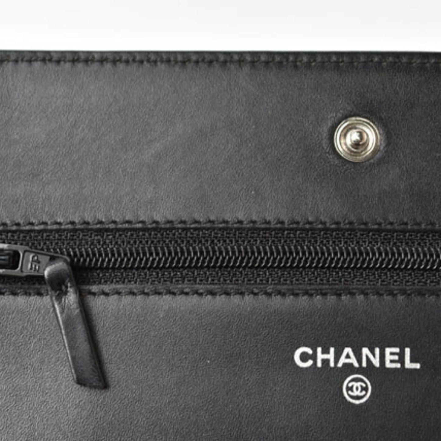 Chanel chain shoulder bag long wallet clutch CHANEL caviar skin CC mark black