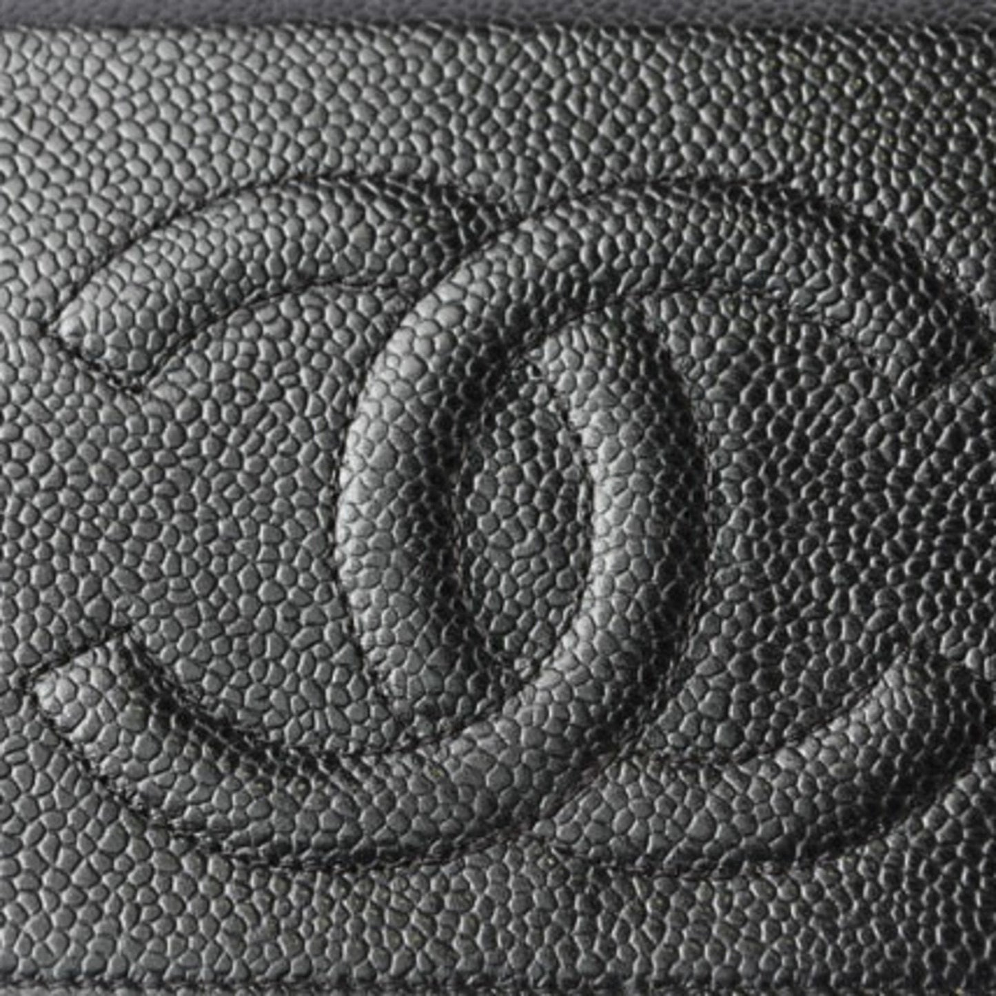 Chanel chain shoulder bag long wallet clutch CHANEL caviar skin CC mark black