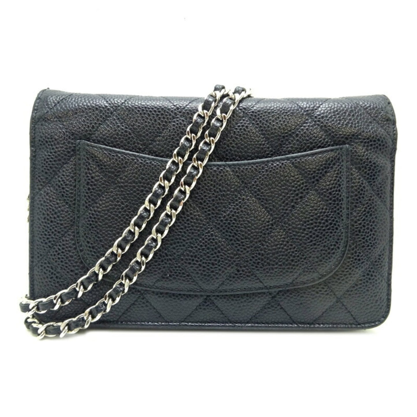 Chanel matelasse chain ladies long wallet A33814 caviar skin black x