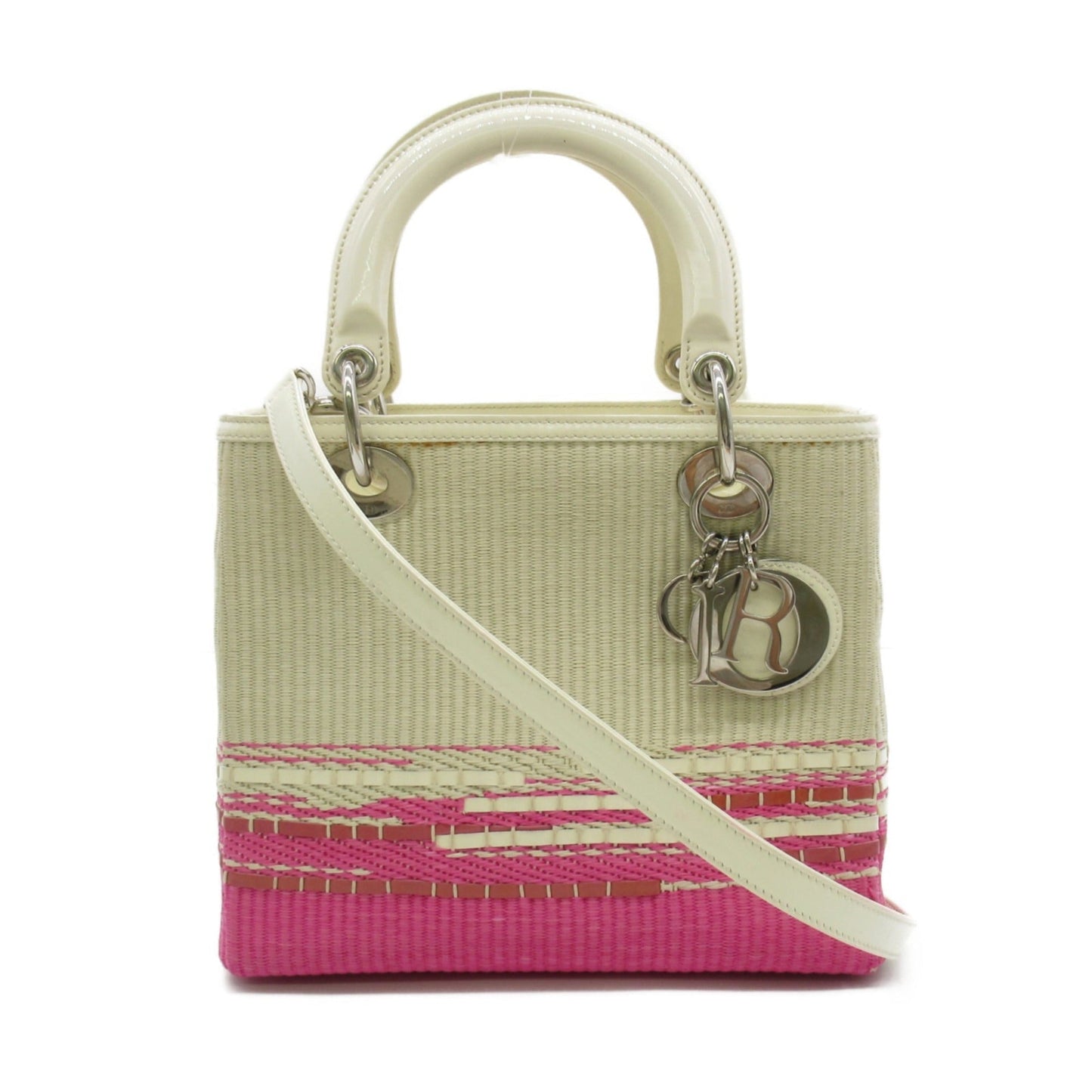 Dior Lady Dior Tote Bag White Pink enamel