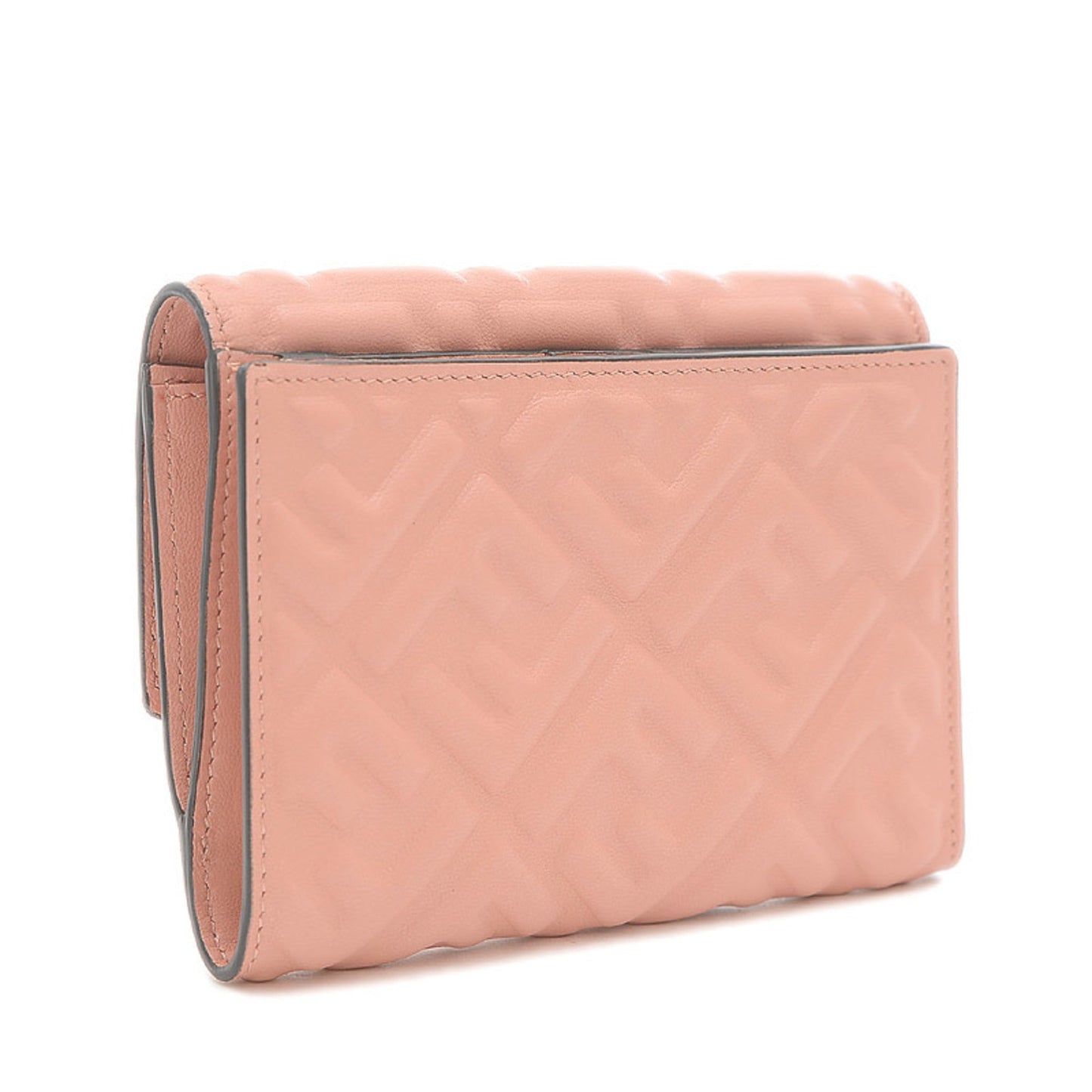 FENDI FF Embossed Medium Wallet W Hook Nappa Leather Pink 8M0419