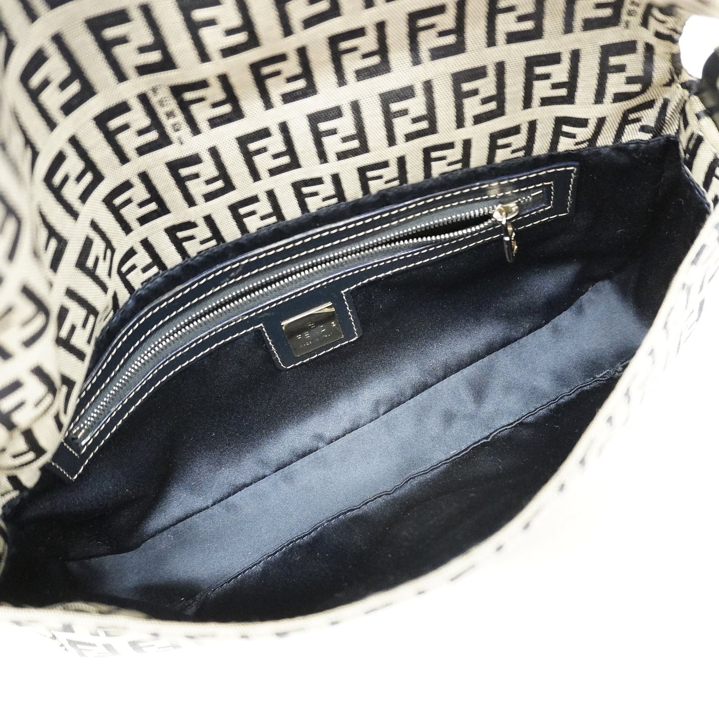 FENDI   Zucchino Handbag Women's Nylon Canvas Handbag Navy