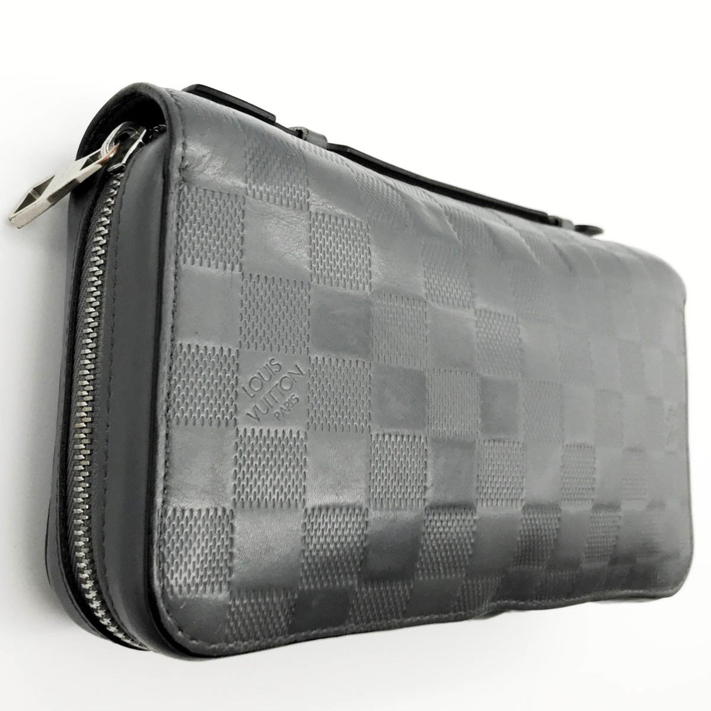 LOUIS VUITTON Zippy XL Damier Glace Long Wallet Second Bag Gray Leather Men's Fashion