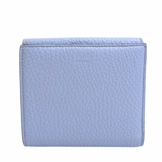 FENDI Leather Peekaboo Bifold Wallet 8M0438 Blue Ladies