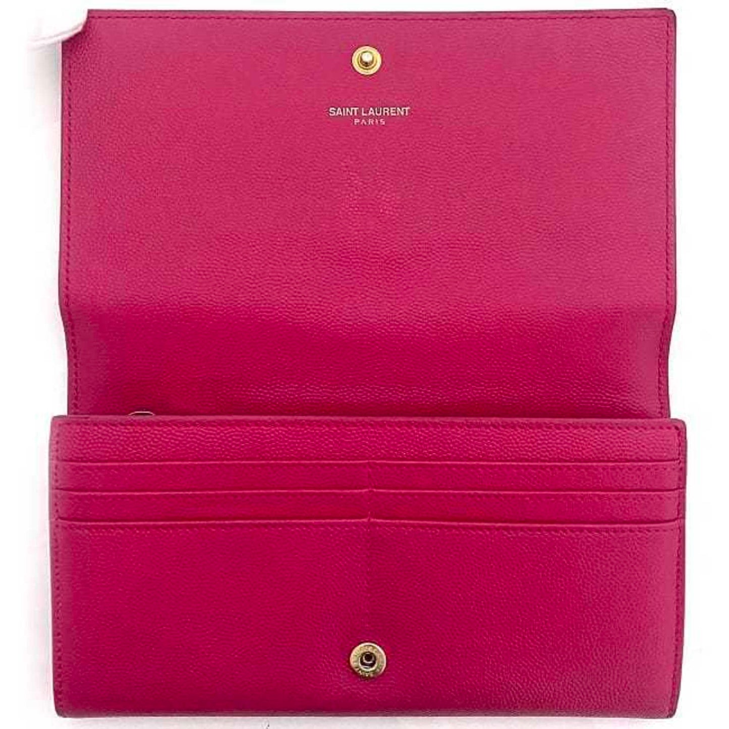 SAINT LAURENT bi-fold long wallet pink gold monogram GBL372266 leather  YSL flap grain ladies