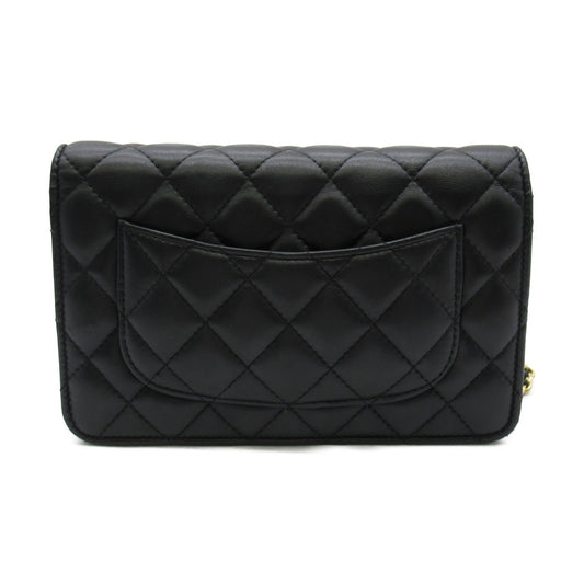 CHANEL Chain wallet Black Lambskin [sheep leather]