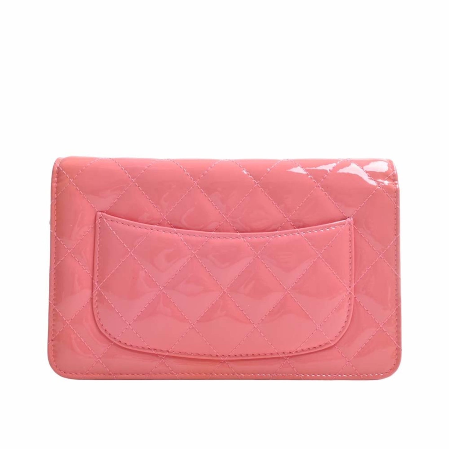 CHANEL Patent Matelasse Coco Mark Chain Shoulder Long Wallet A33814 Pink Ladies