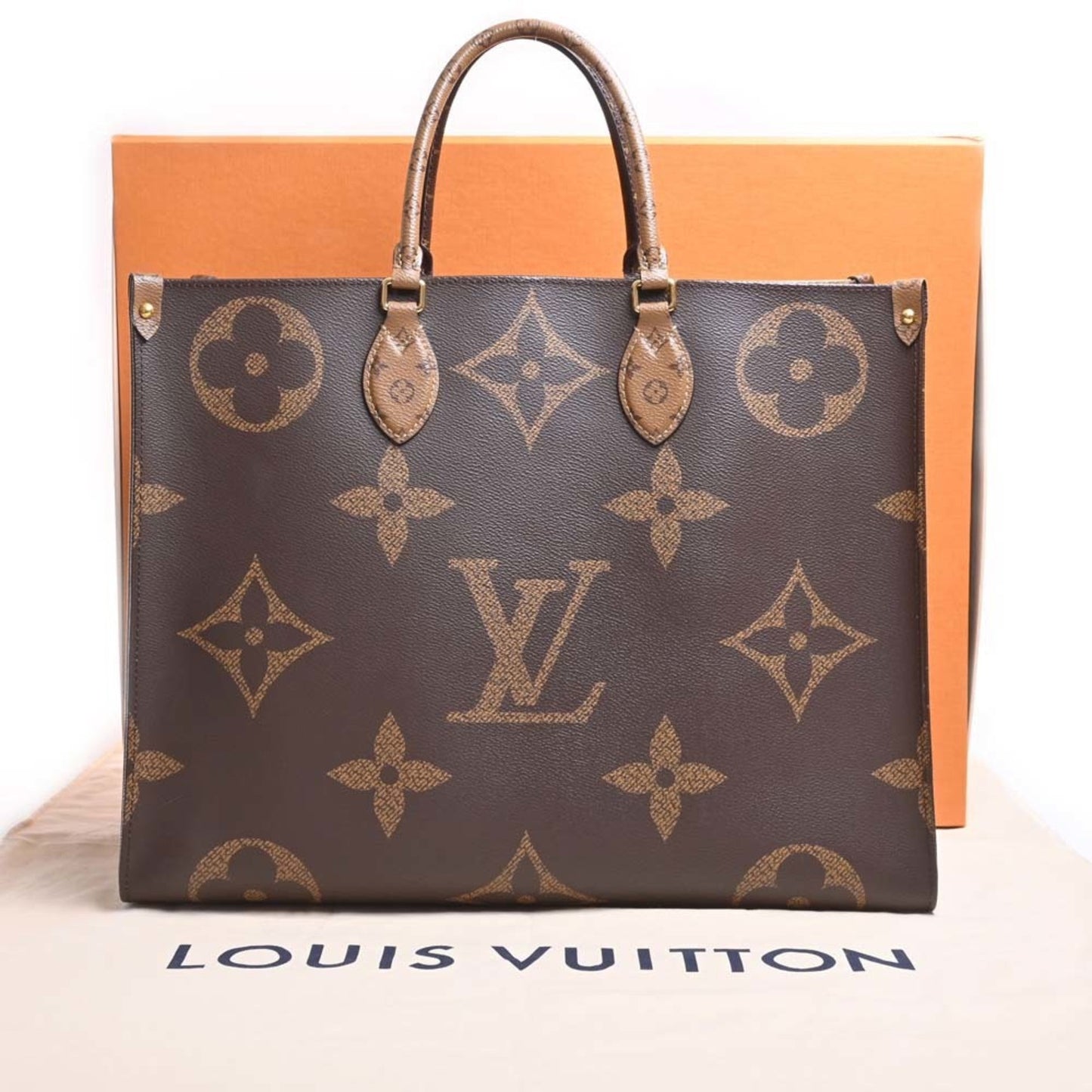 LOUIS VUITTON Giant Monogram Reverse On the Go GM 2WAY Tote Bag M45320 Brown Women's