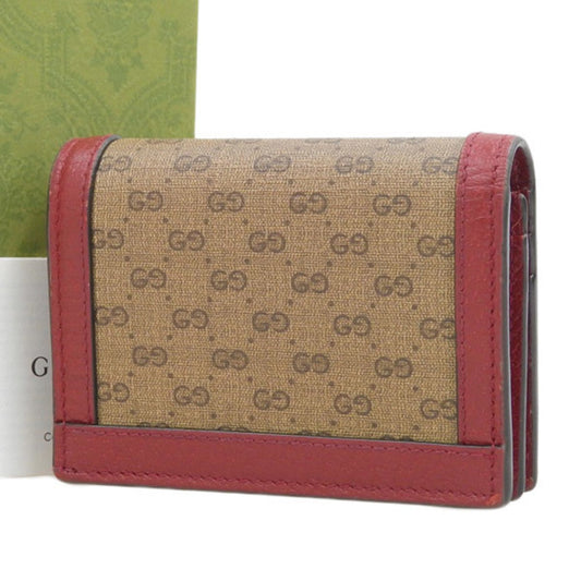 GUCCI GG Supreme Bifold Wallet Doraemon Collaboration 647788 Brown Red Ladies