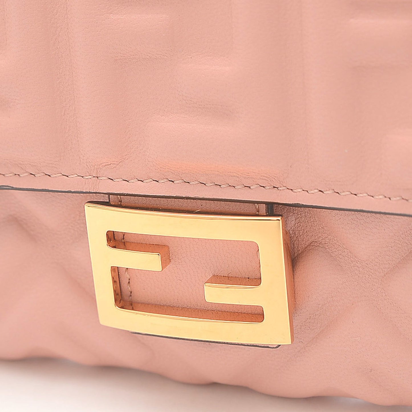 FENDI FF Embossed Medium Wallet W Hook Nappa Leather Pink 8M0419