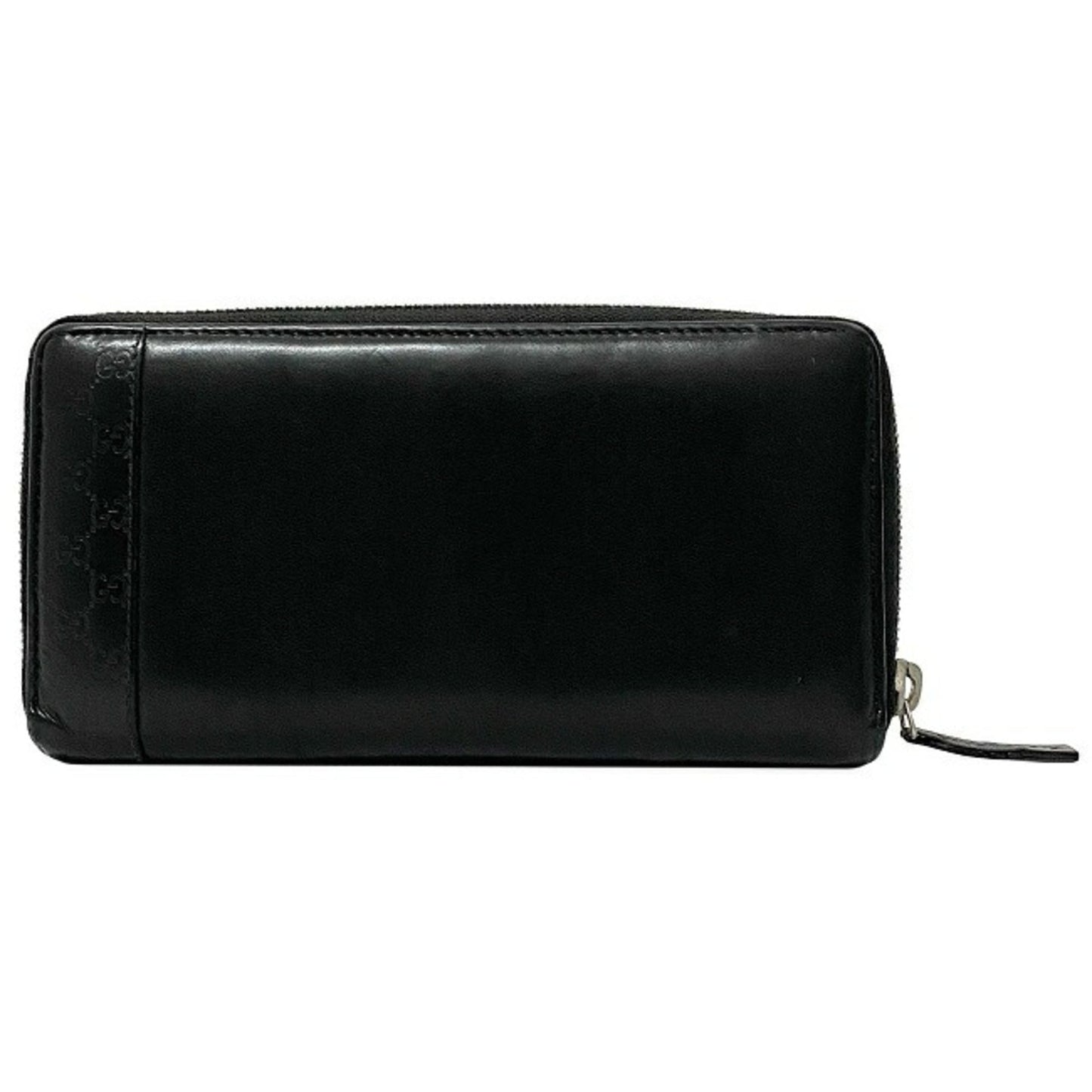 Gucci Round Long Wallet Black Silver Micro Shima 256439 Mistral Leather GUCCI Men's Women's