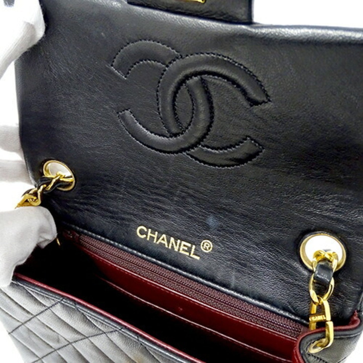 CHANEL bag matelasse lady's shoulder chain lambskin black