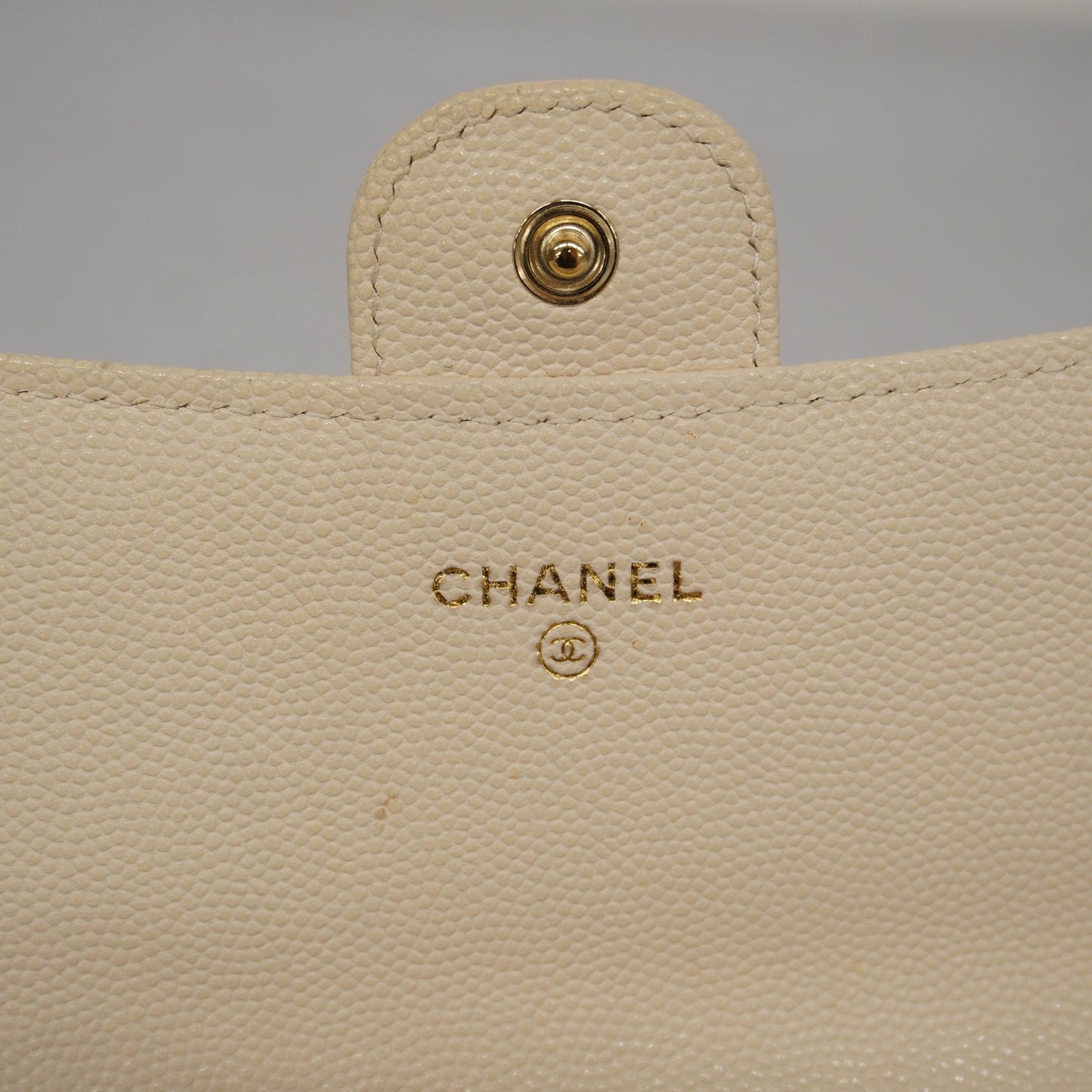 CHANEL  Matelasse Long Wallet [bi-fold] Gold Hardware Caviar Leather Ivory