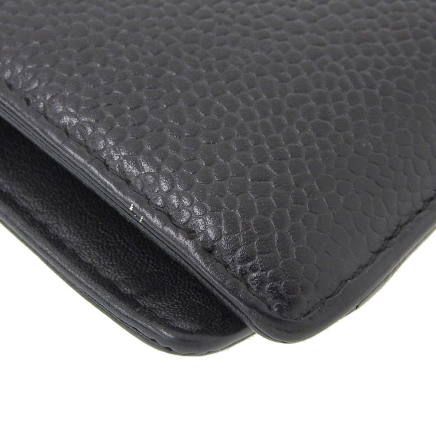 Chanel Cocomark bi-fold long wallet caviar skin black with seal 13 series A48651