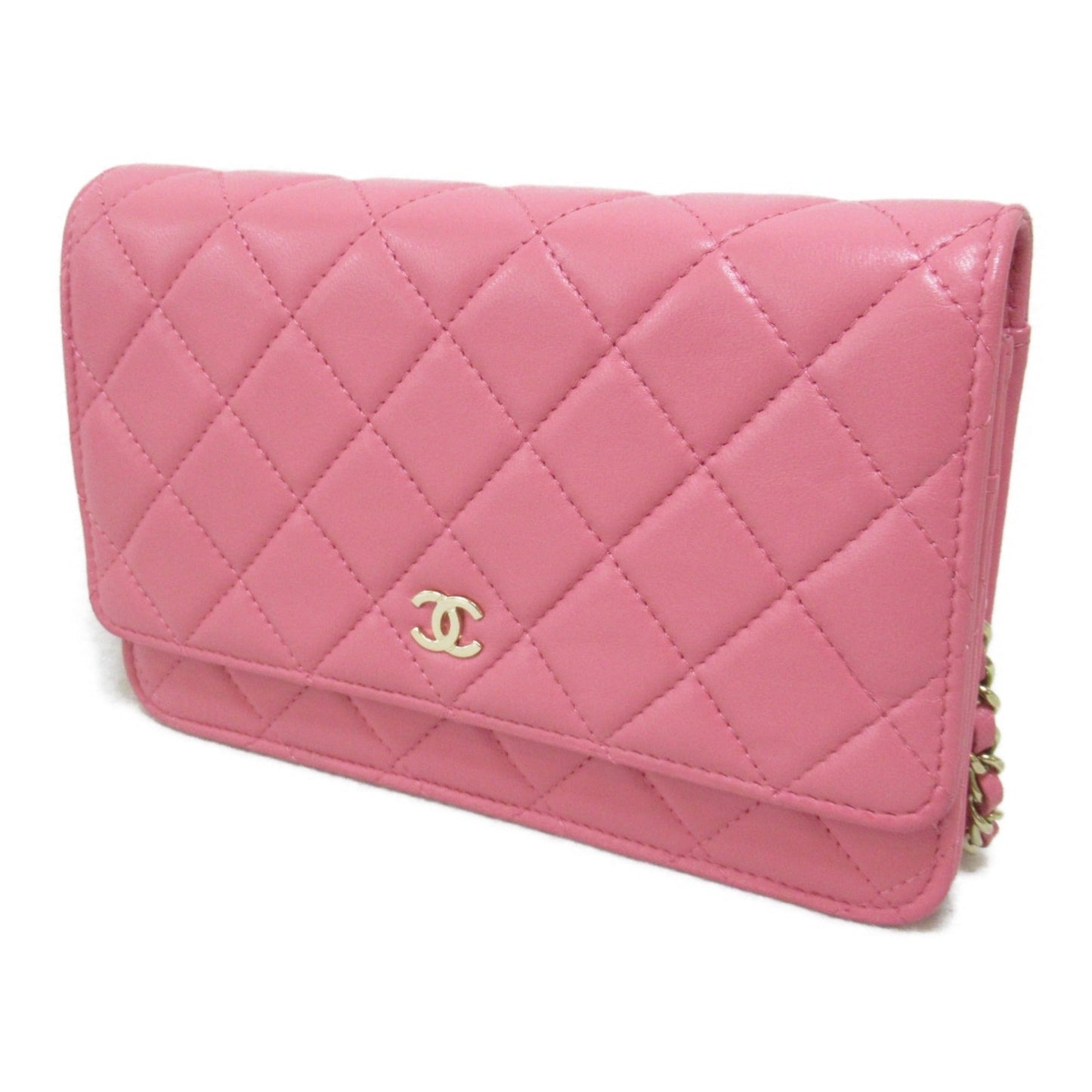 CHANEL Chain wallet Pink Lambskin [sheep leather]