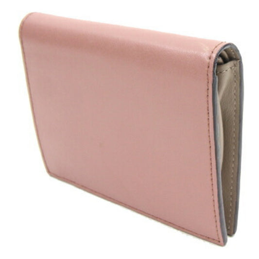 FENDI Bifold Wallet Visible 8M0387 Pink Greige Leather Women's