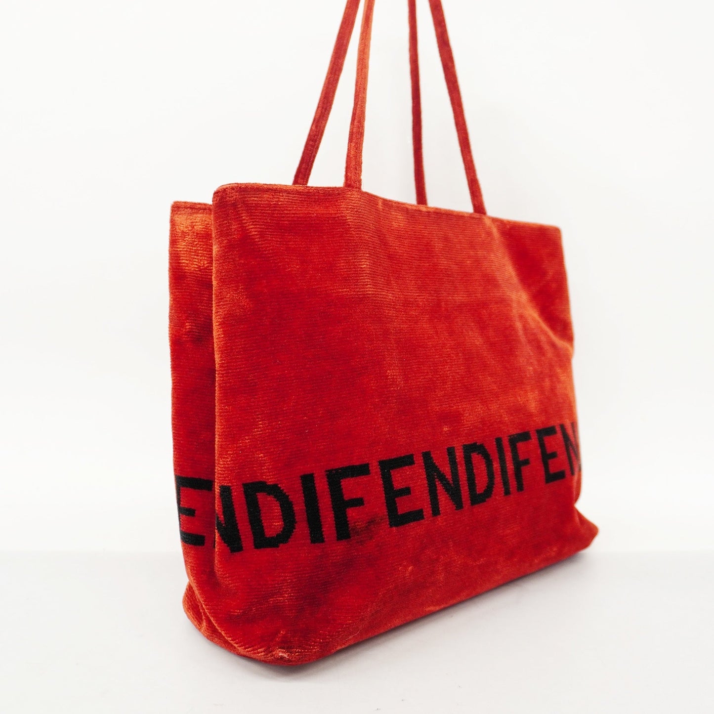 FENDIAuth  Logo Velor Women's Tote Bag Red Color