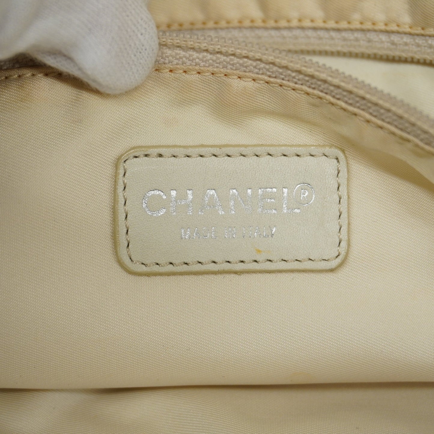 CHANEL  New Travel Line Women's Leather,Nylon Tote Bag Beige