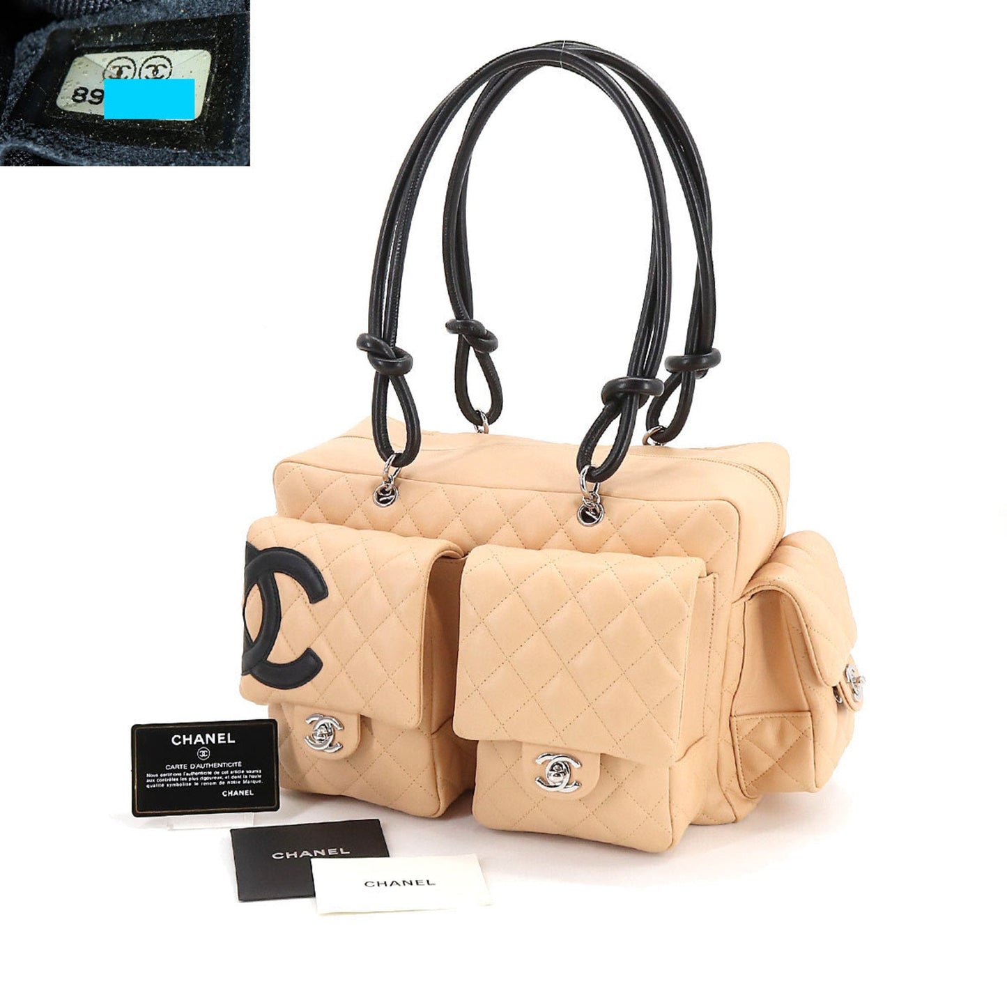 CHANEL cambon line multi-pocket shoulder bag leather beige black A25173 vintage Cambon Line Bag