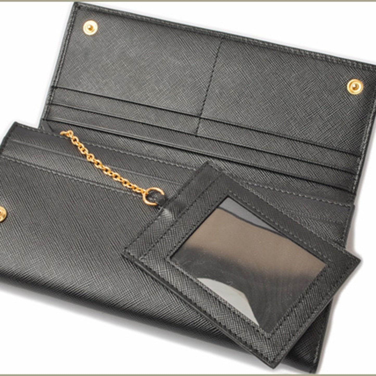 Prada Wallet PRADA Long wallet 1M1132 Pass Case with Saffiano Triangle NERO Black Outlet