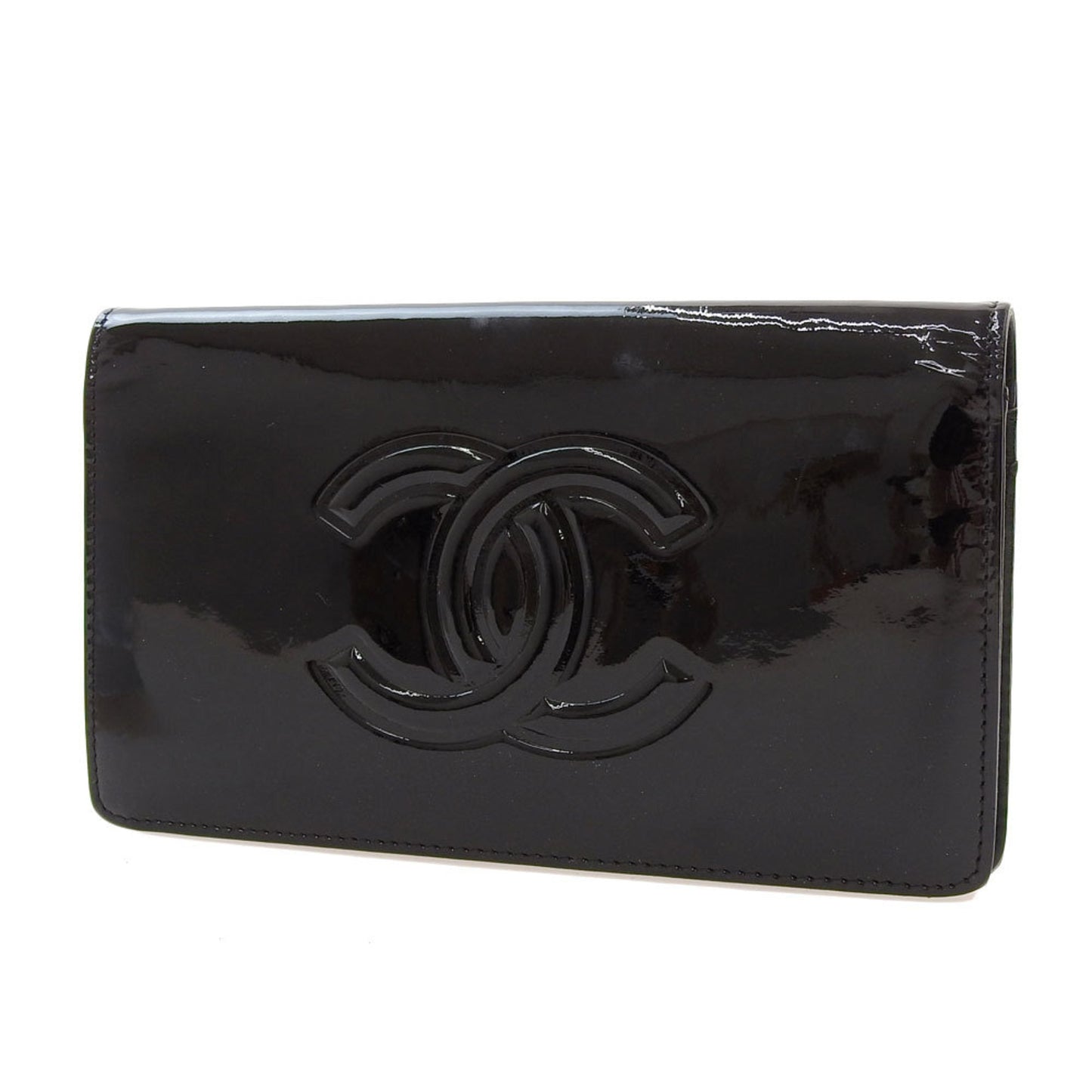 Chanel Cruise Line Coco Mark Camellia Makeup Palette Bifold Long Wallet Enamel Black 12th Series A46074