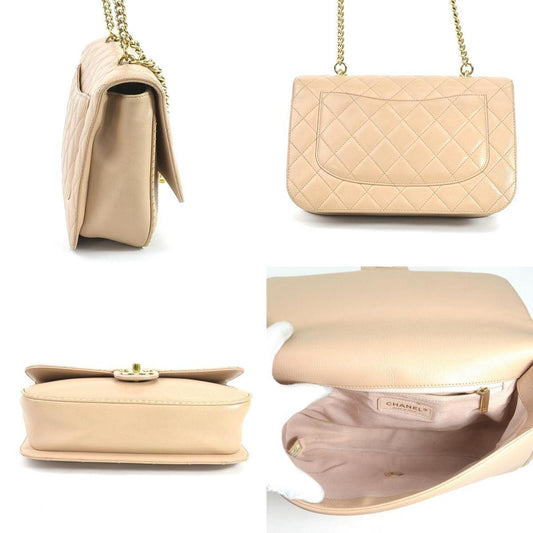 CHANEL Diagonal Shoulder Bag Cocomark Matrasse Caviar Skin Leather Beige Gold Unisex 99540a