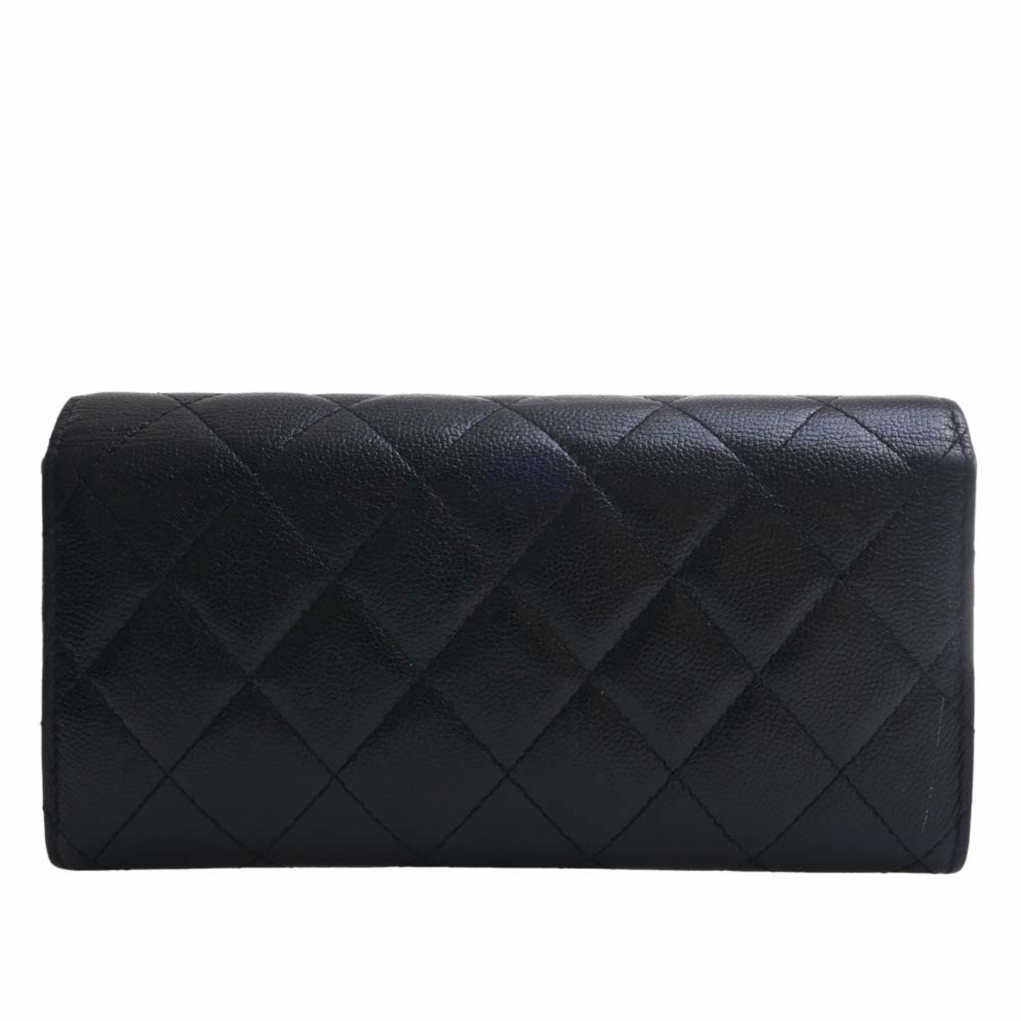 CHANEL Caviar Skin Matelasse Coco Rock Bifold Long Wallet Black Ladies