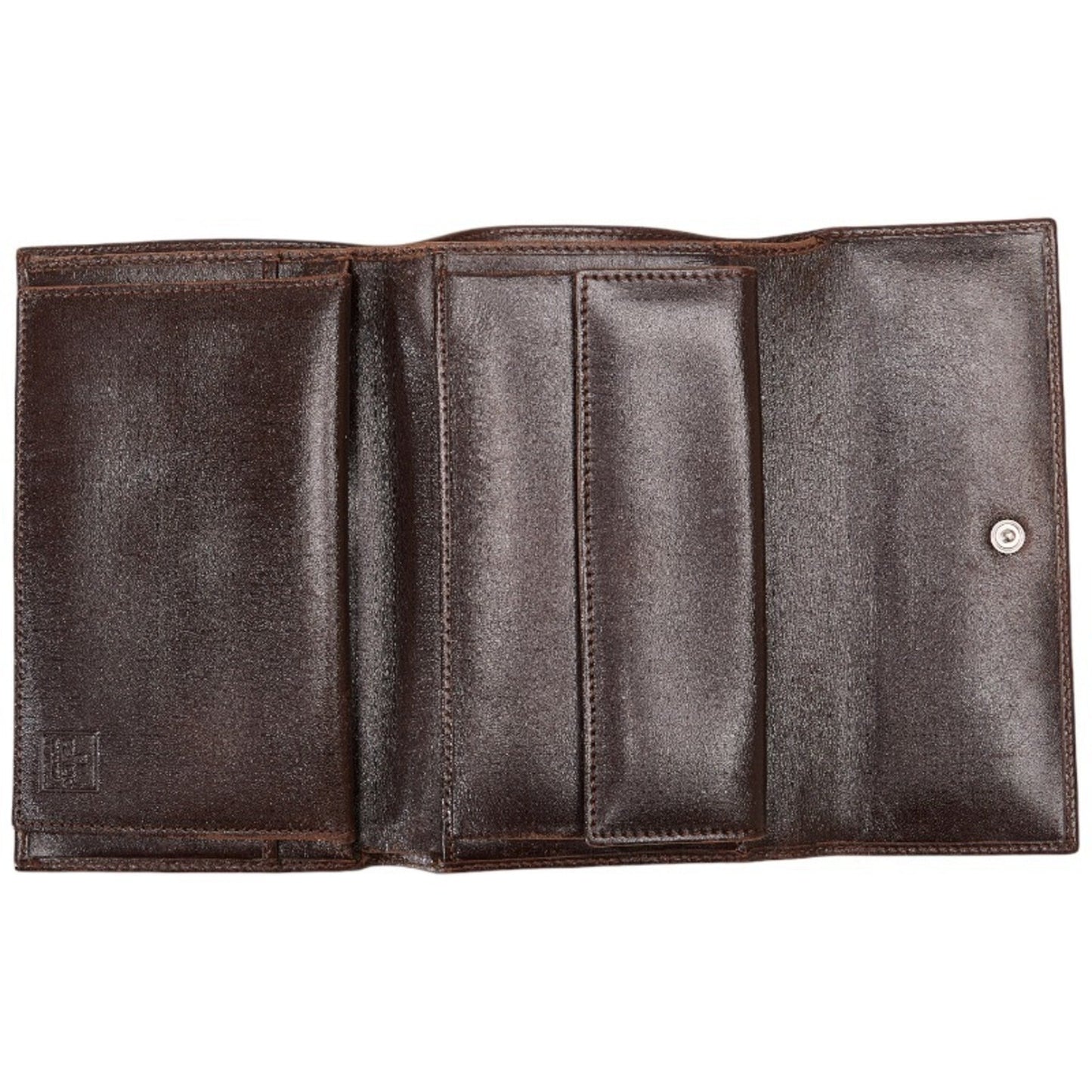 FENDI Zucca Trifold Wallet 30858 Brown Black Canvas Leather Women's