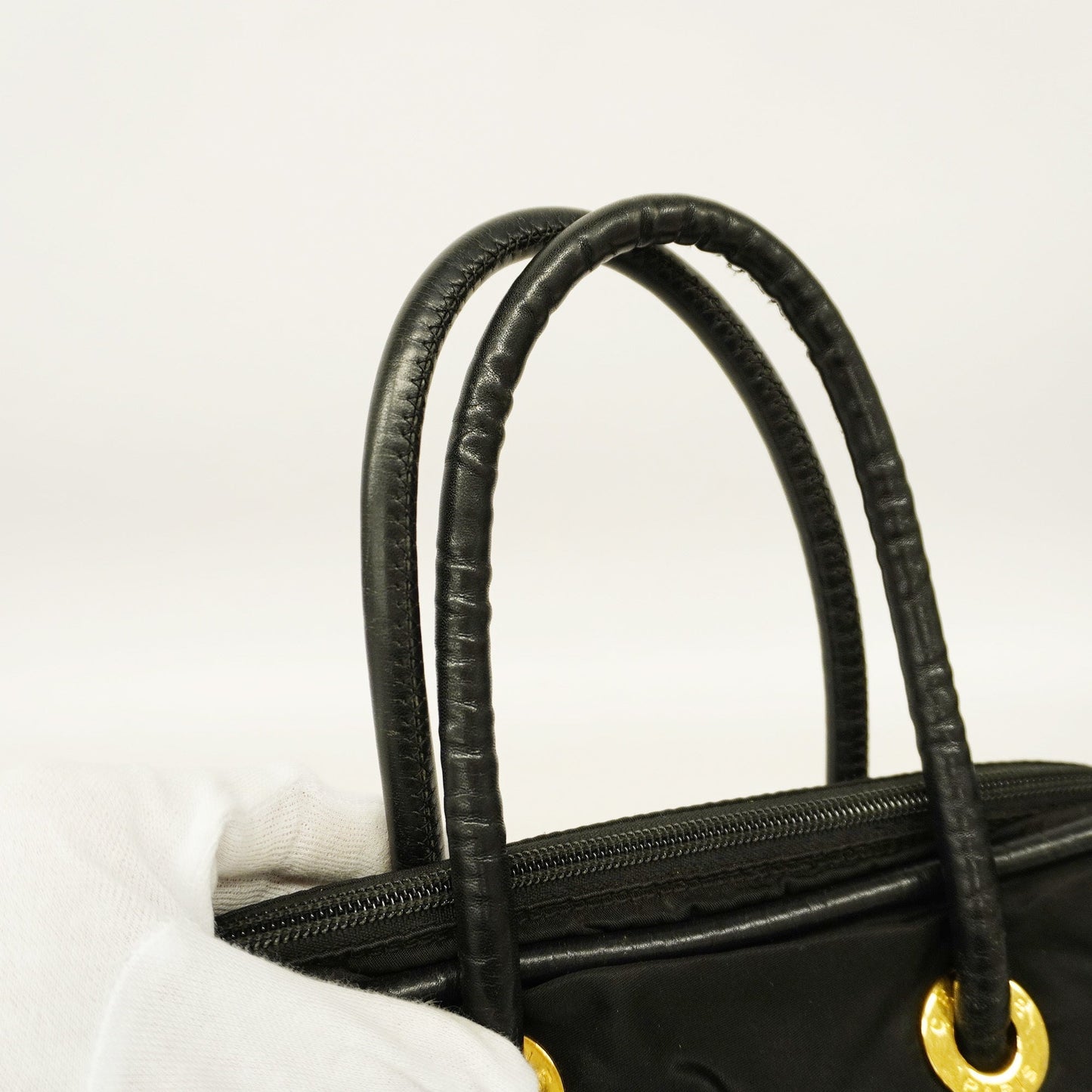 Celine[3cc2466]   handbag nylon/leather black gold metal