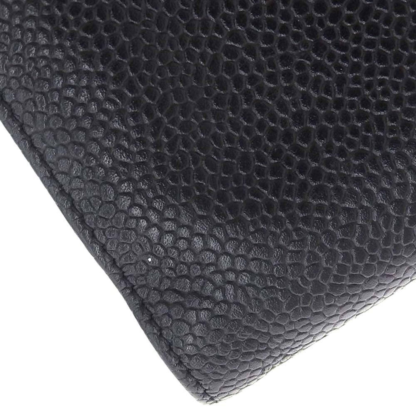 Chanel Folding wallet with clasp hook caviar skin black seal No. 4 boutique (1998.8.15 K.T) A13497