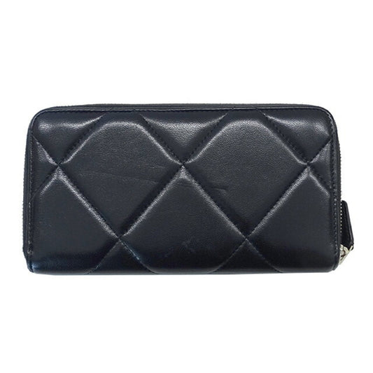 CHANEL wallet matelasse ladies long lambskin black