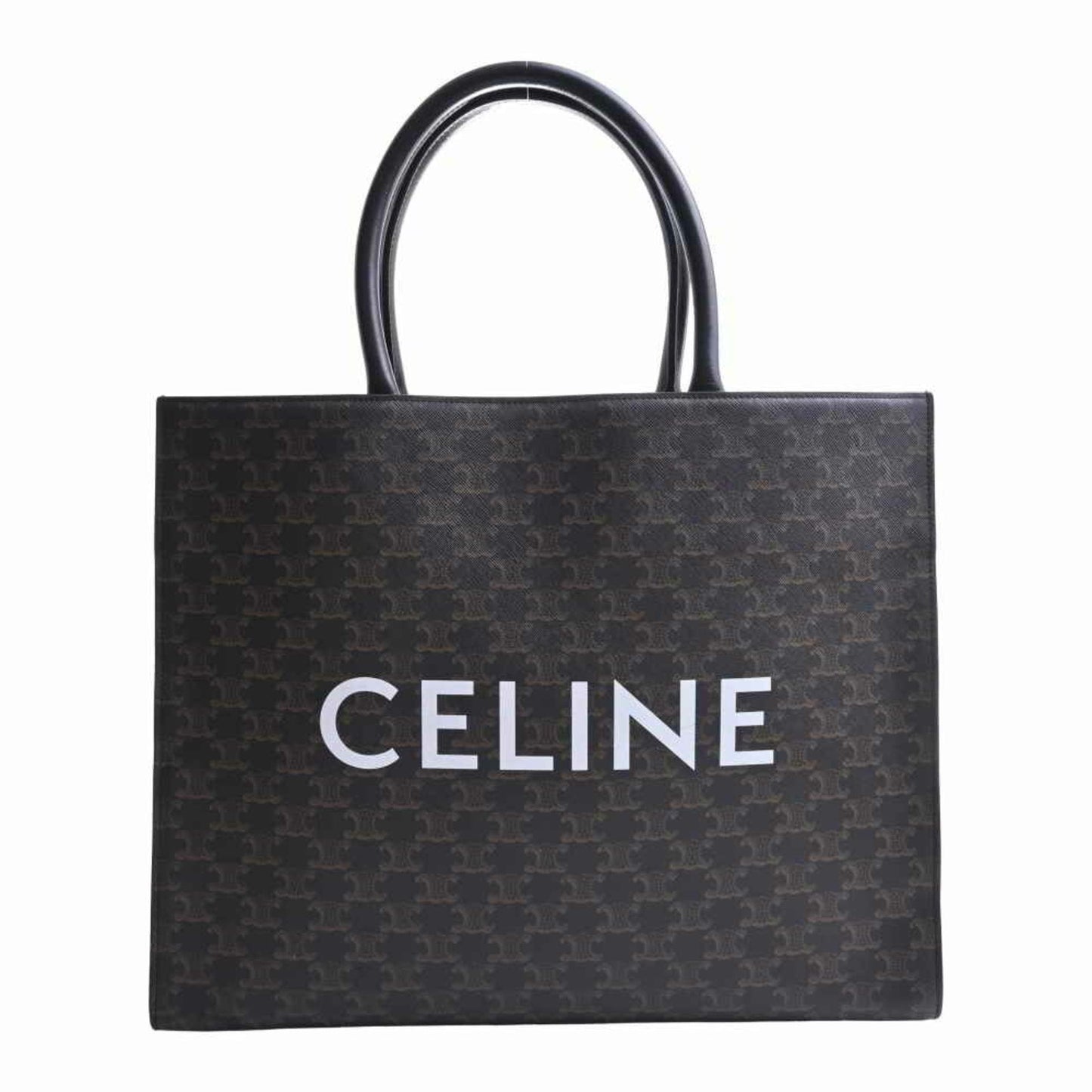 Celine Leather Triomphe Tote Bag Black Ladies