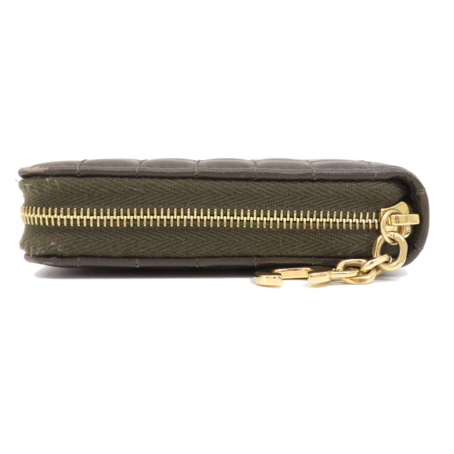 Celine Quilted Round Long Wallet Calf Women's